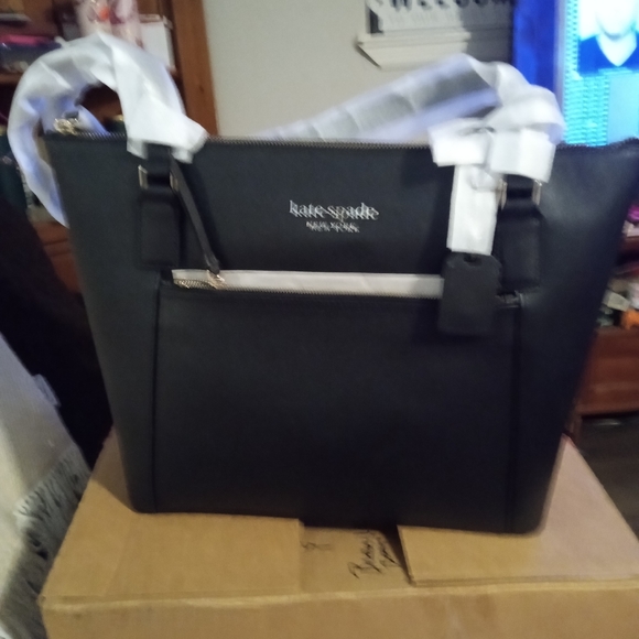 NWT KATE SPADE GORGEOUS BLACK XTRA LARGE TOTE WITH LONG STRAP - Picture 2 of 9